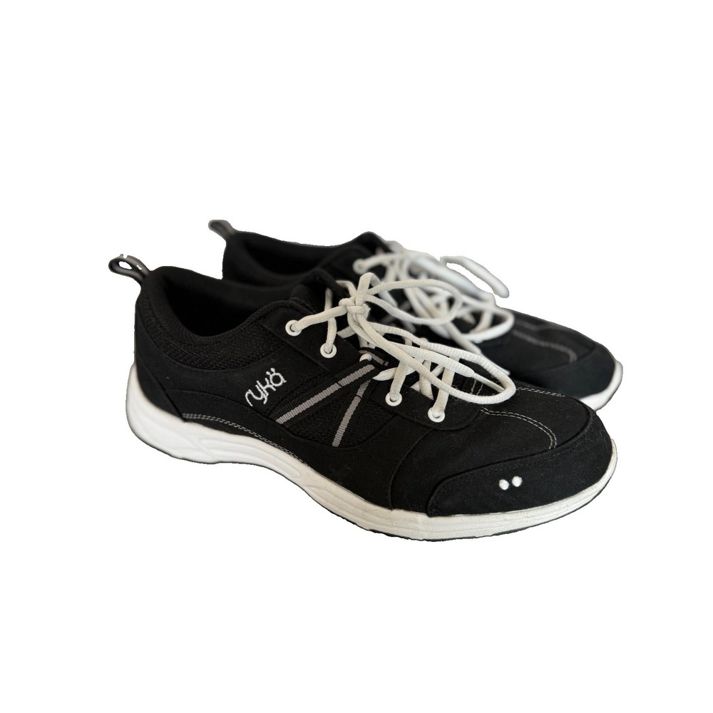 Ryka Tempo Black Canvas Sneakers 8.5W Minimalist Athleisure Comfort Outdoor